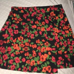 women’s rose print black skirt